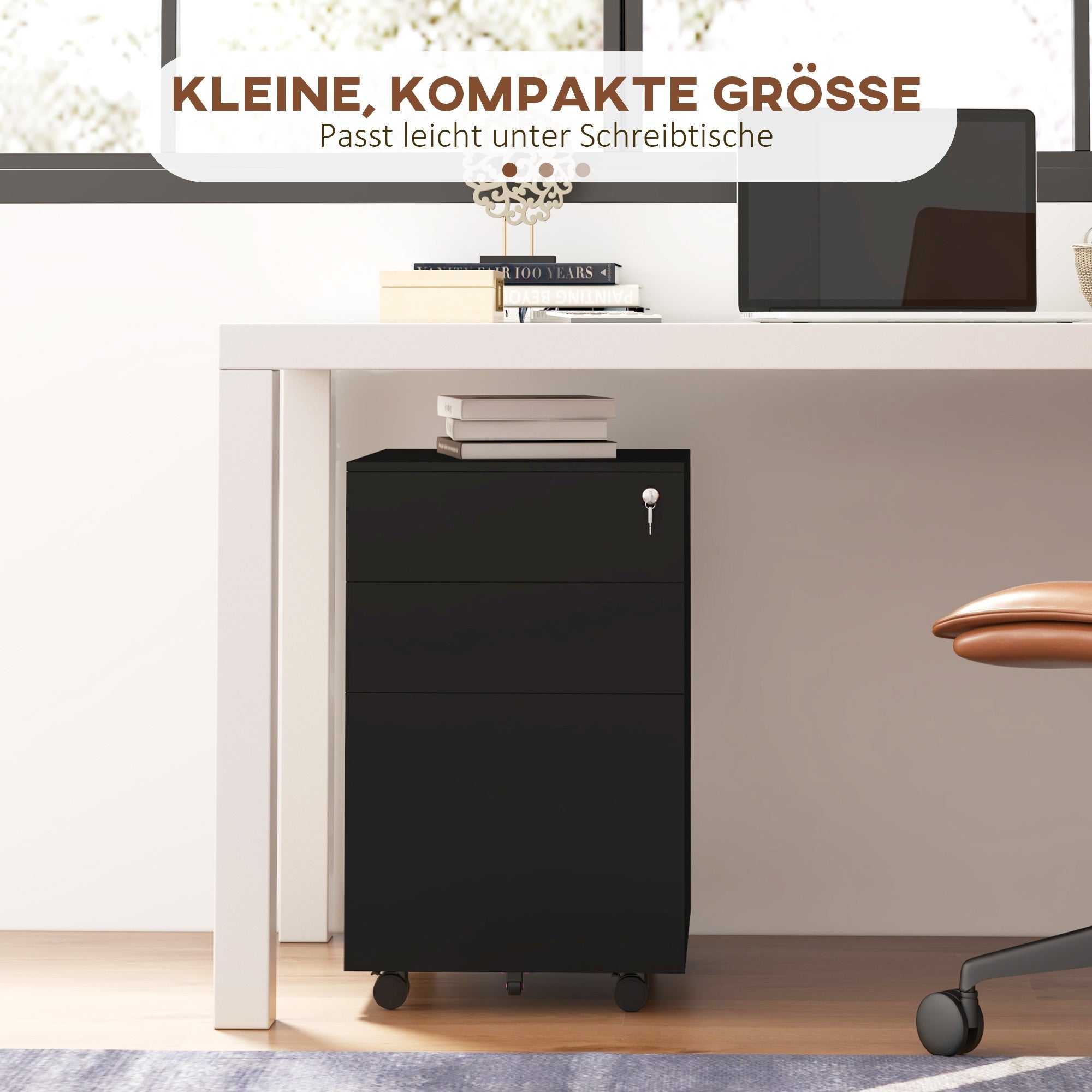 Vinsetto Filing Cabinet with Drawers, Mobile Steel, Black