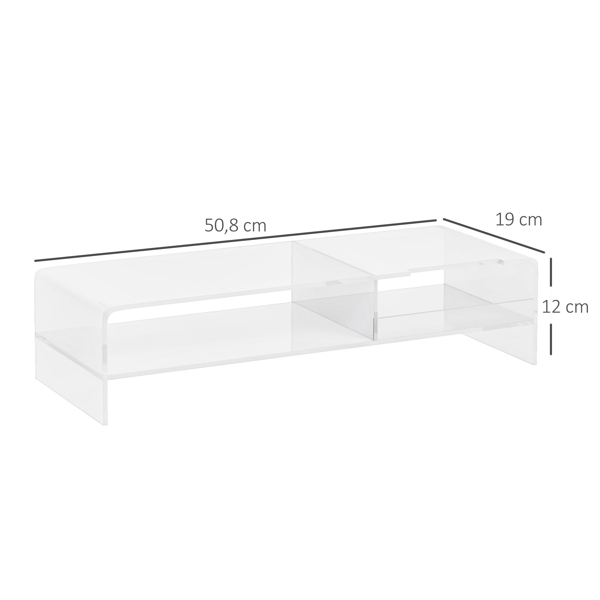 Monitor Stand with Keyboard Compartment 2 Tiers for 24 Inch - Transparent Acrylic