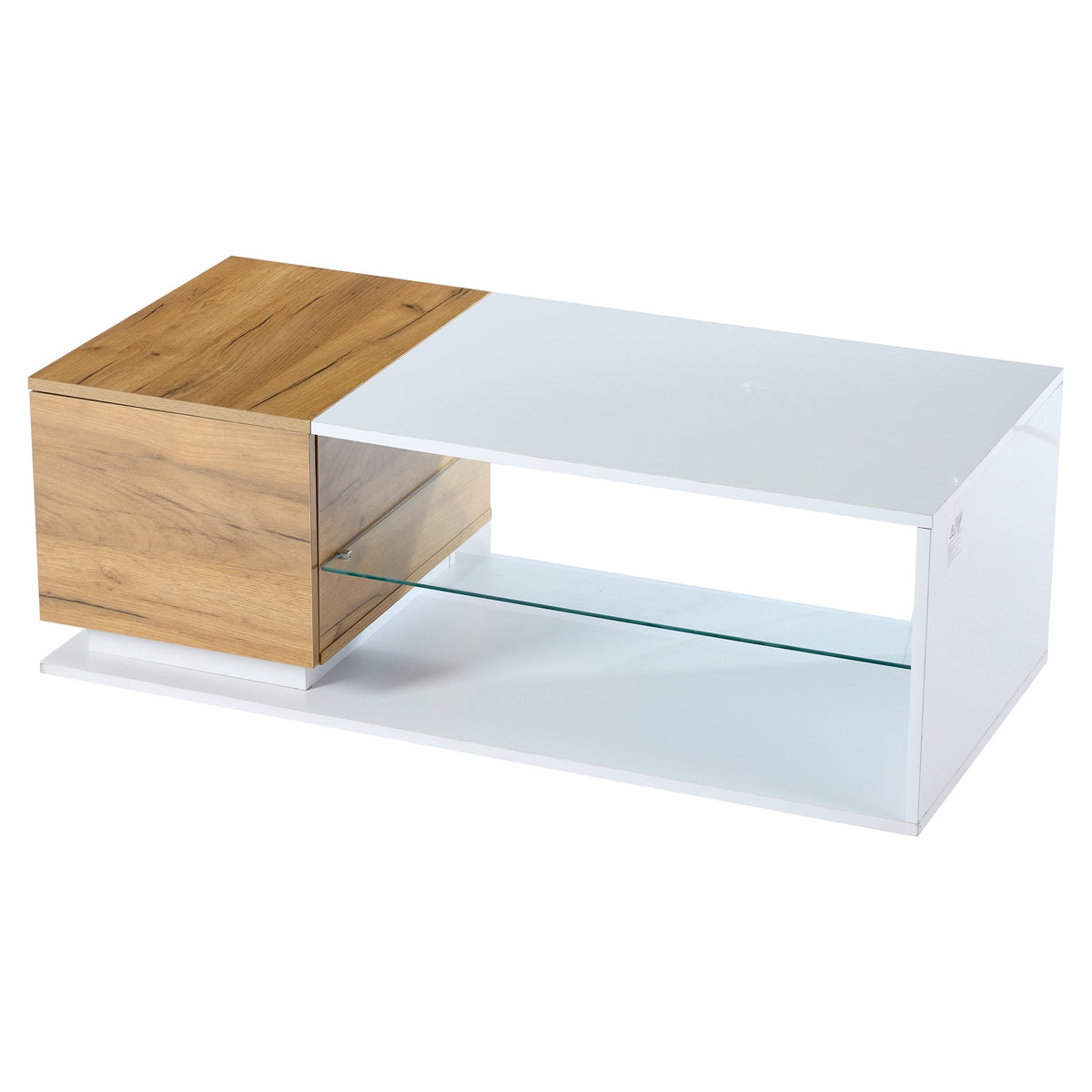 LED Coffee Table High-Gloss with Storage and Lighting 105x50x36cm