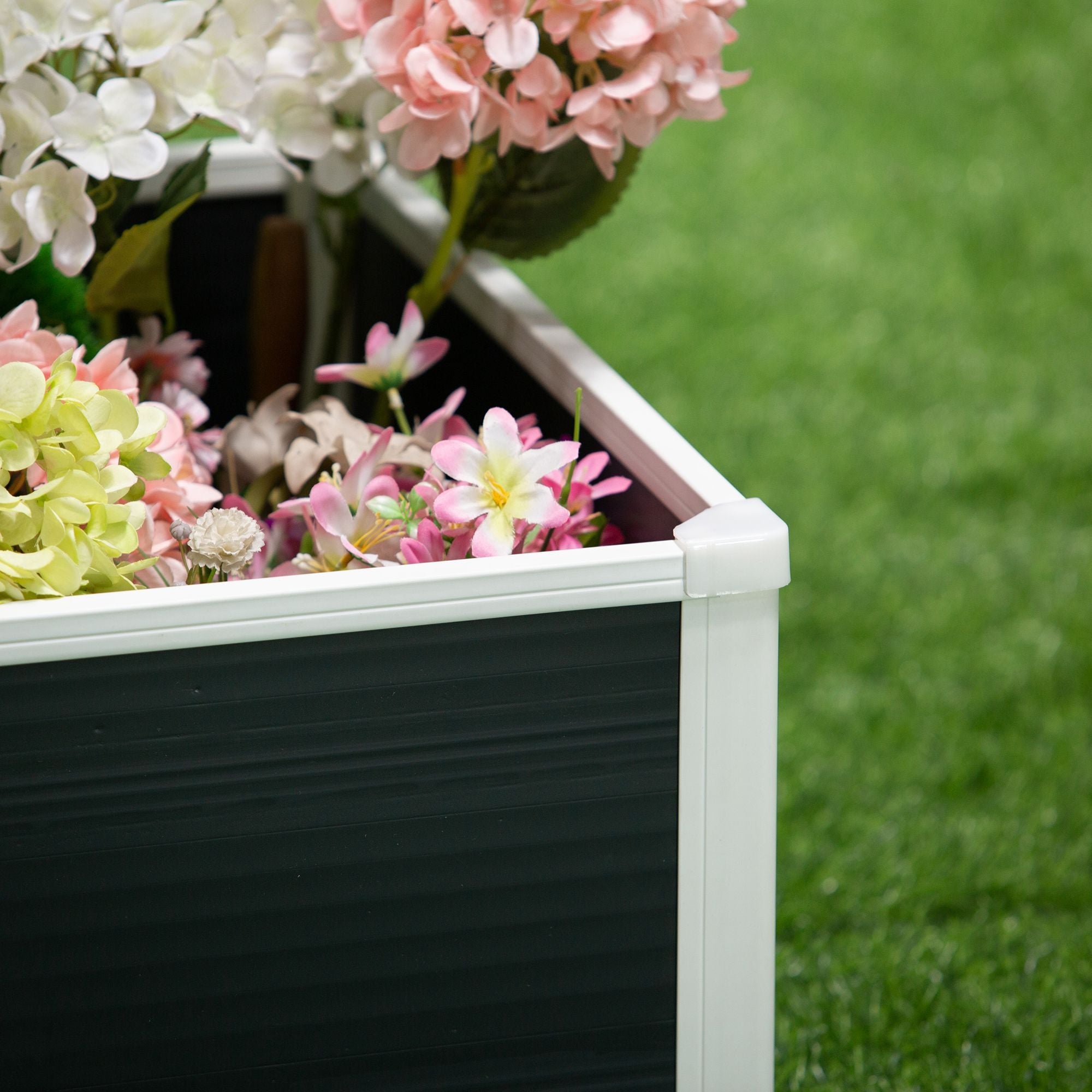 Raised Garden Bed Flower Box Planter 60x60x30cm Drainage Function Plastic Grey