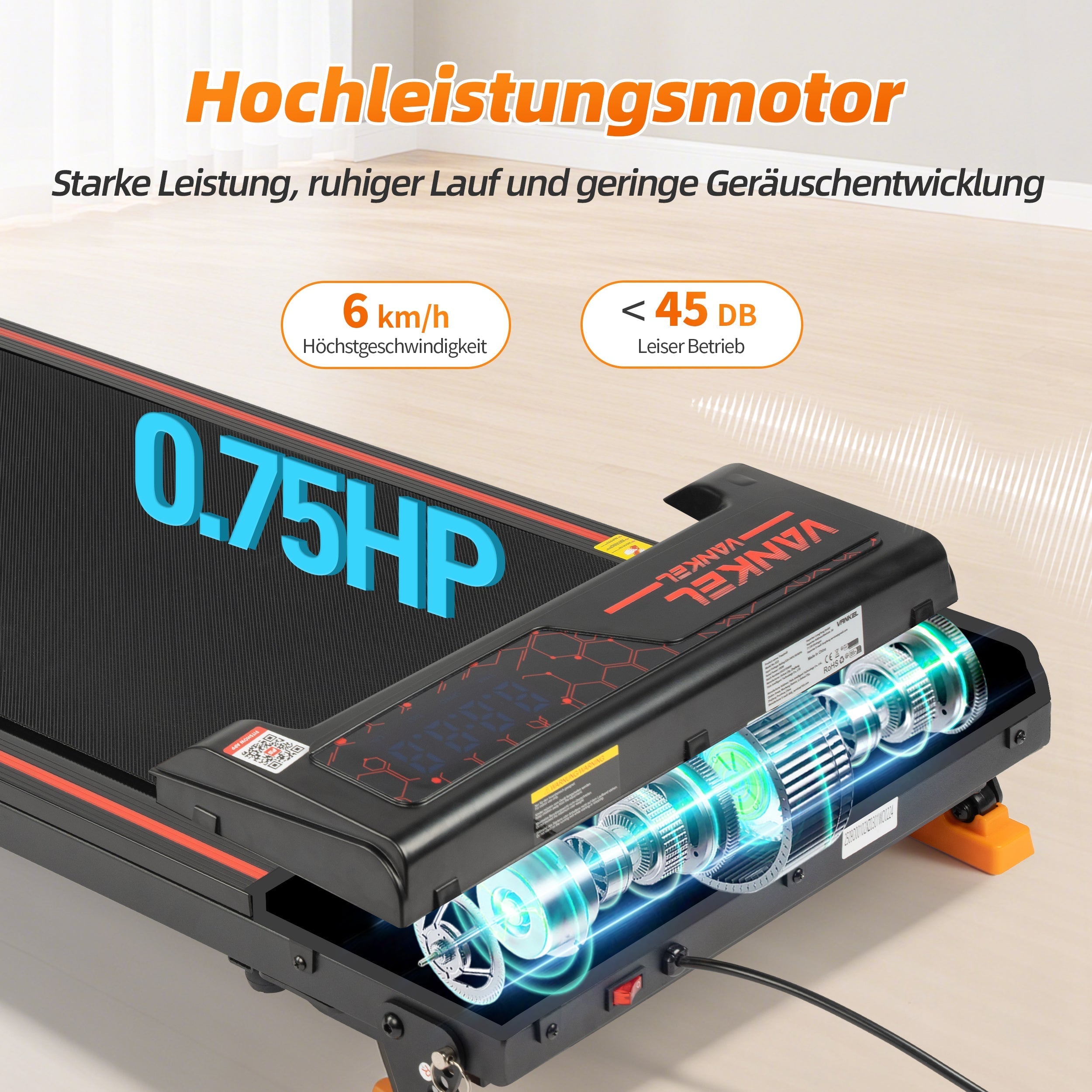 Walking Pad Treadmill, 1-6 km/h Electric 2-in-1 with App and LED Display, Incline Adjustment