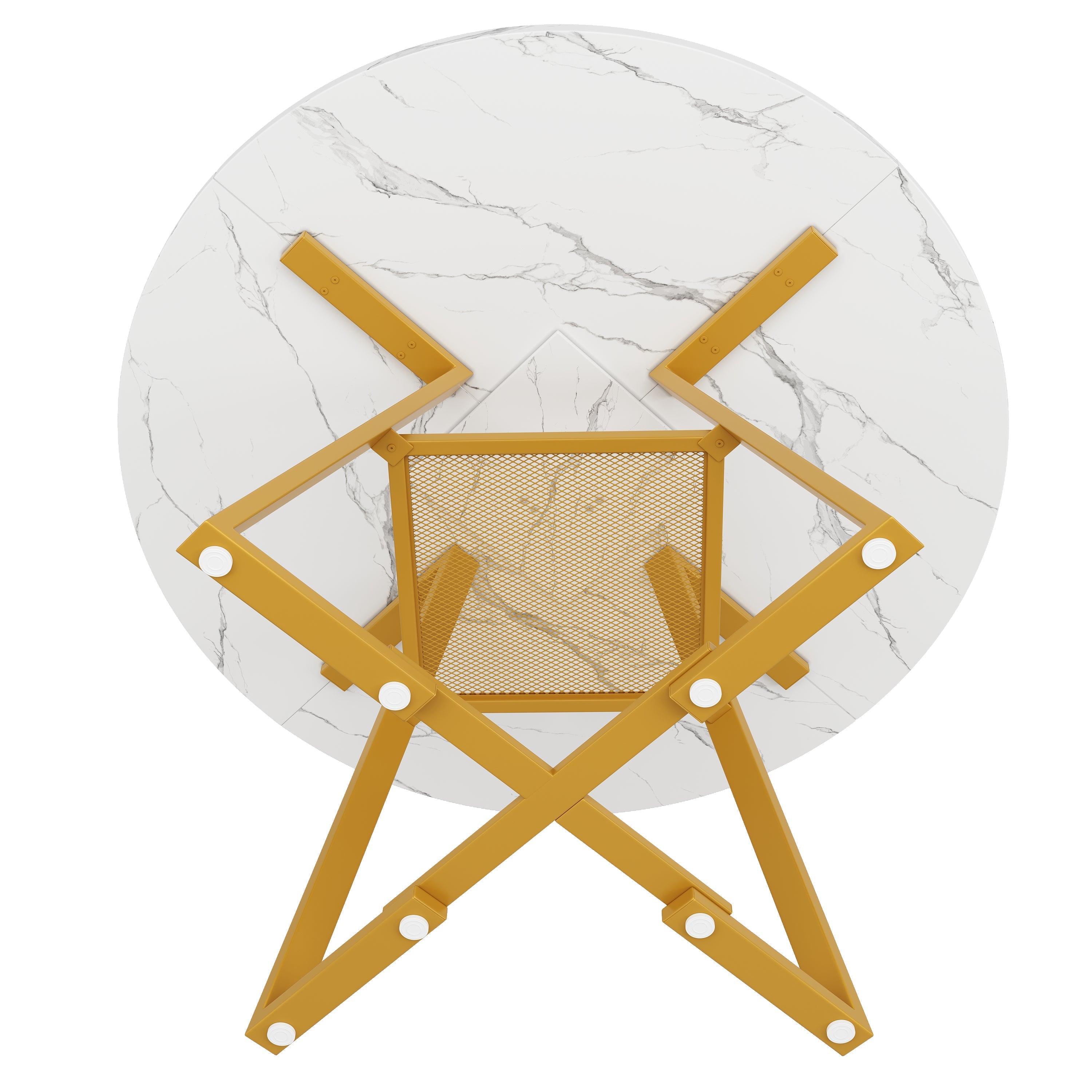 5-Piece Round Dining Table Set with 4 Chairs and Marble Pattern, Velvet Grey