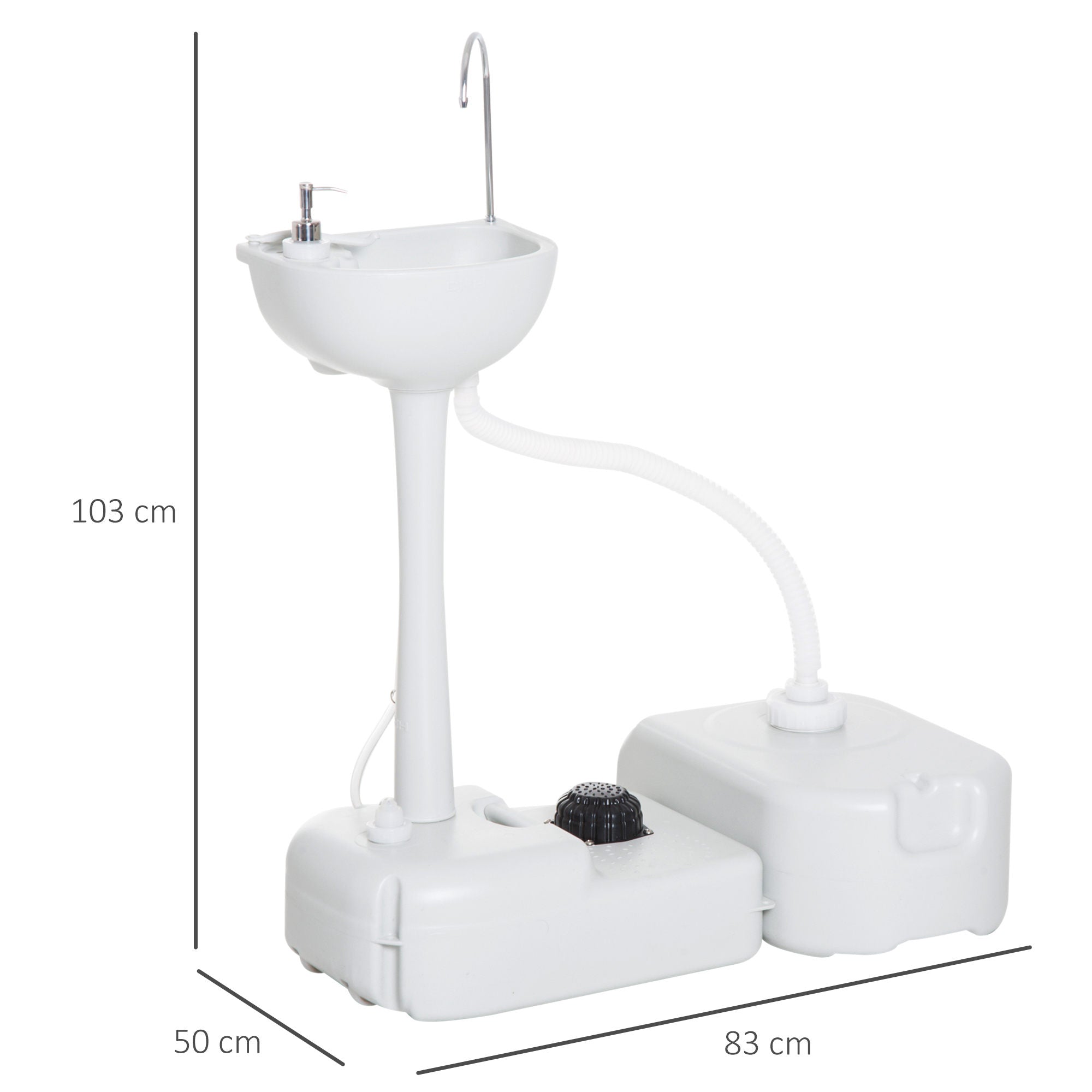 Camping Washbasin 17L Hand Sink Dispenser Outdoor Use, HDPE Light Grey