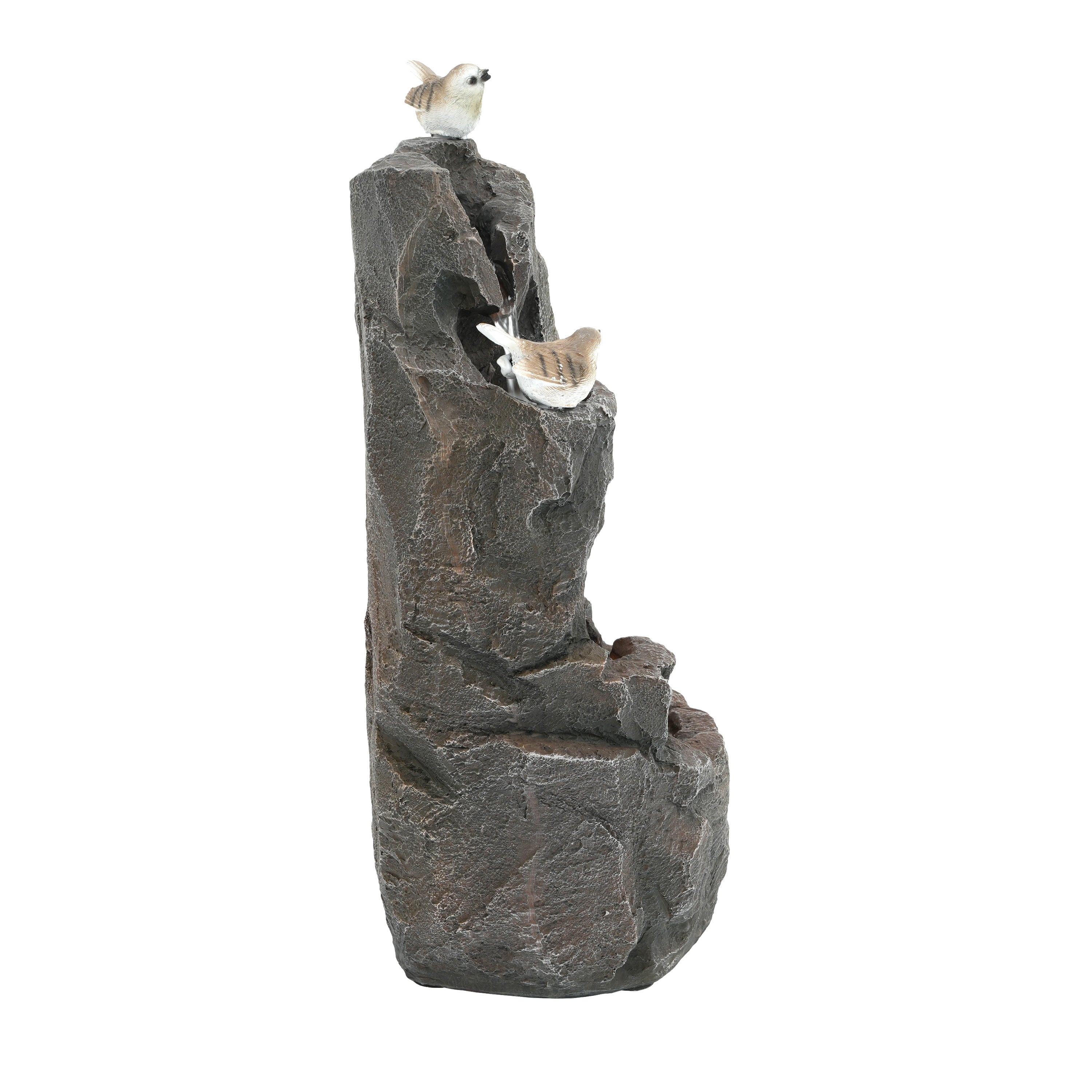 Natural Zen LED Outdoor Fountain for Garden and Terrace, 47 cm, Stone Grey