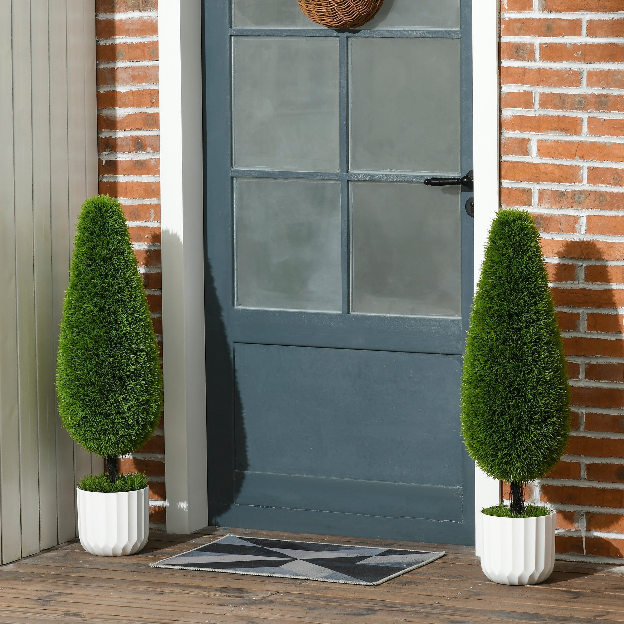 Artificial Cypress Plant Set of 2, 90cm Houseplant with Pot & Moss, Indoor/Outdoor Decor