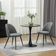 Dining Chairs Set of 2, Modern Upholstered Shell Back Metal Legs Padded Seat, Grey