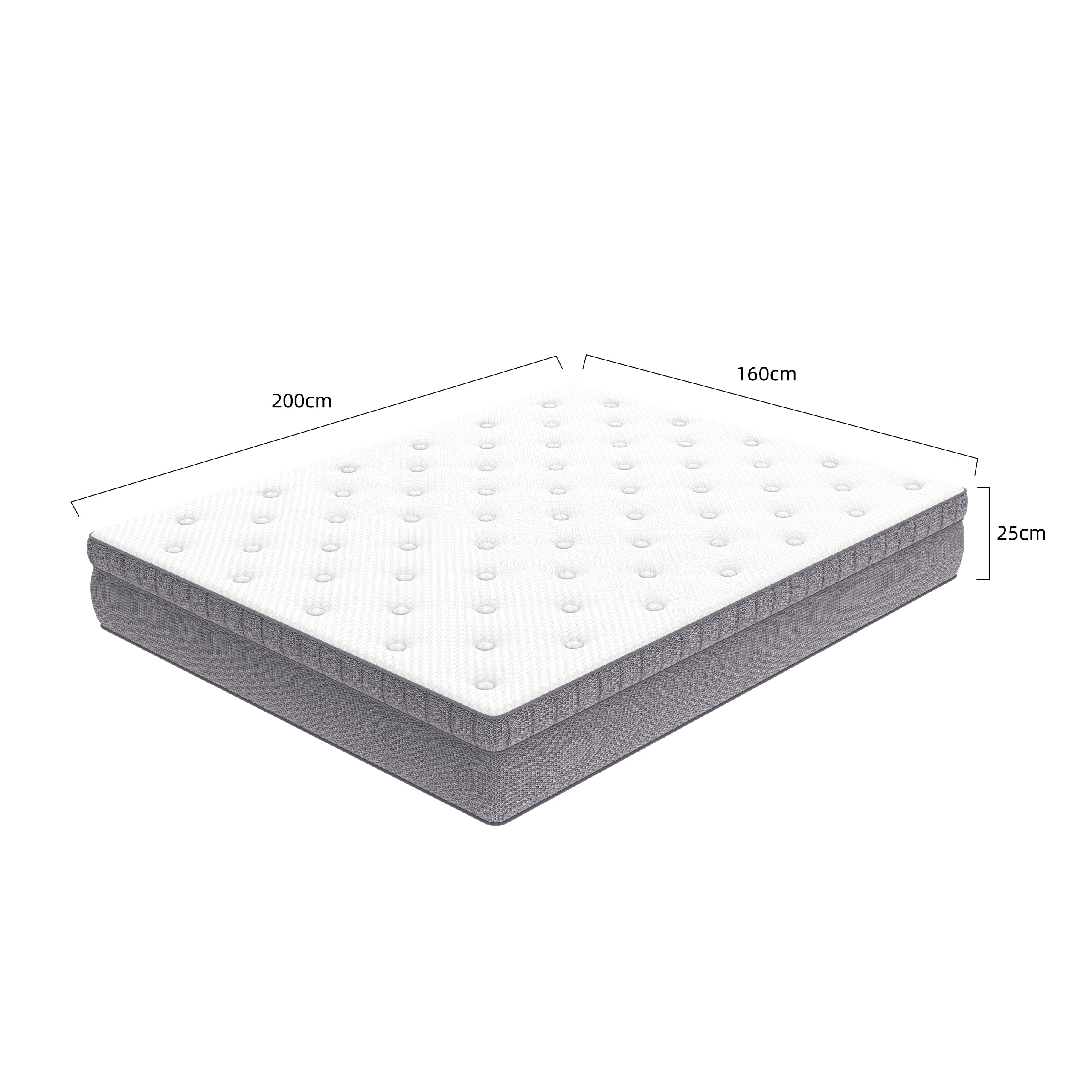 7-Zone Pocket Spring Mattress, 160x200 H3 Ergonomic Design with Comfort Foam, OEKO-TEX Certified White