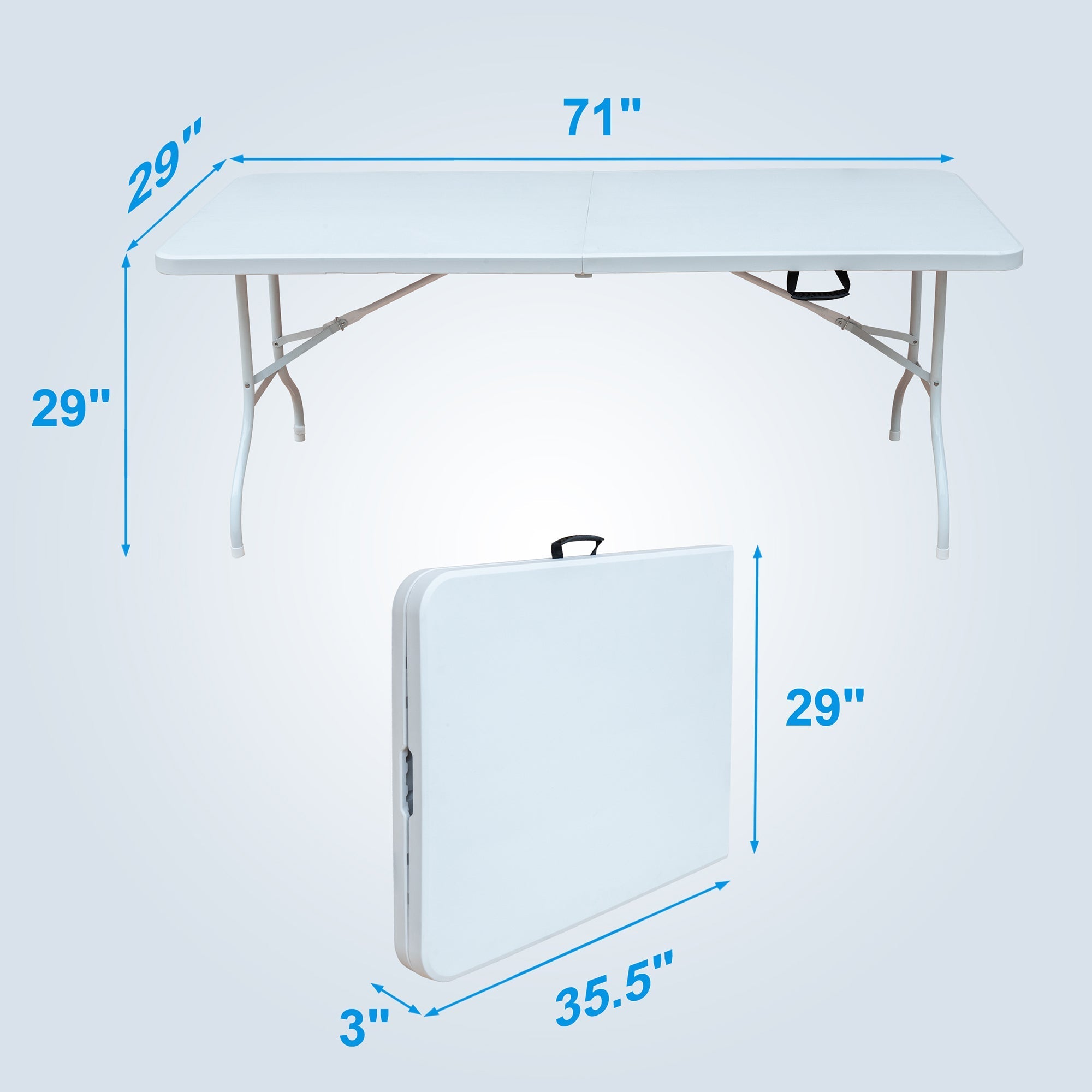 Klapptisch 180cm, Tragbar Verstellbar Rostfrei, Weiß