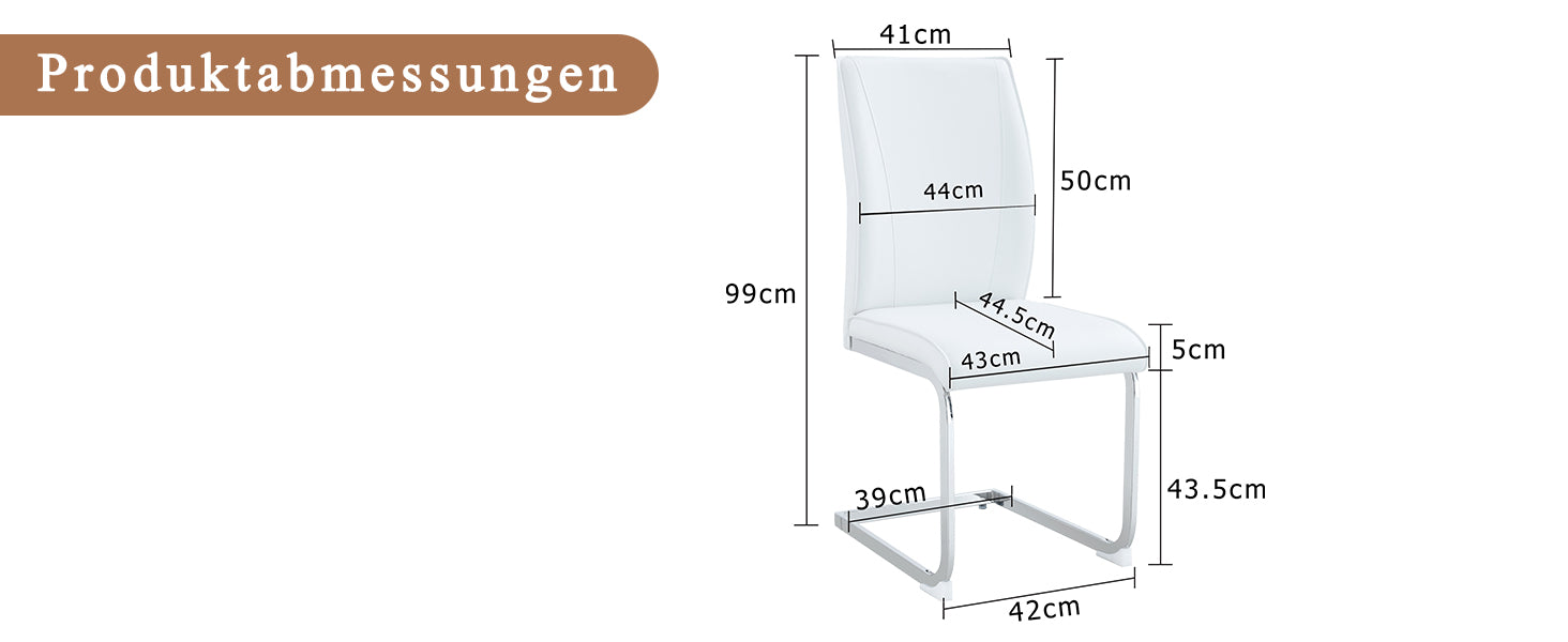 Chairs Set of 2 Elegant Modern PU Comfort Cushion Silver Metal Legs - White