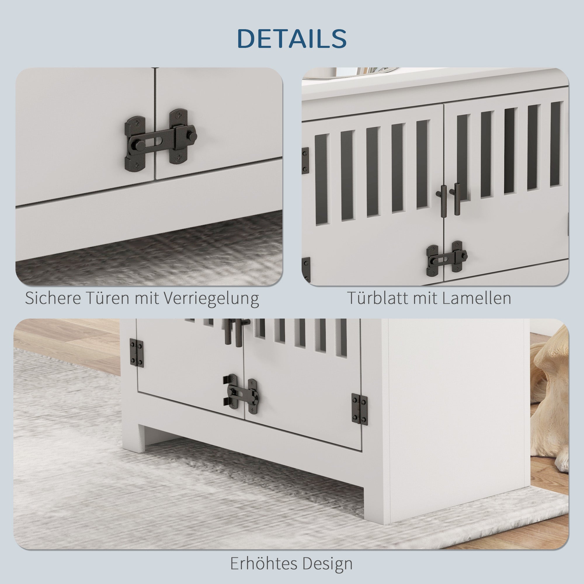 Elevated Pet Feeder, 2L Bowl, Storage, Lock, White