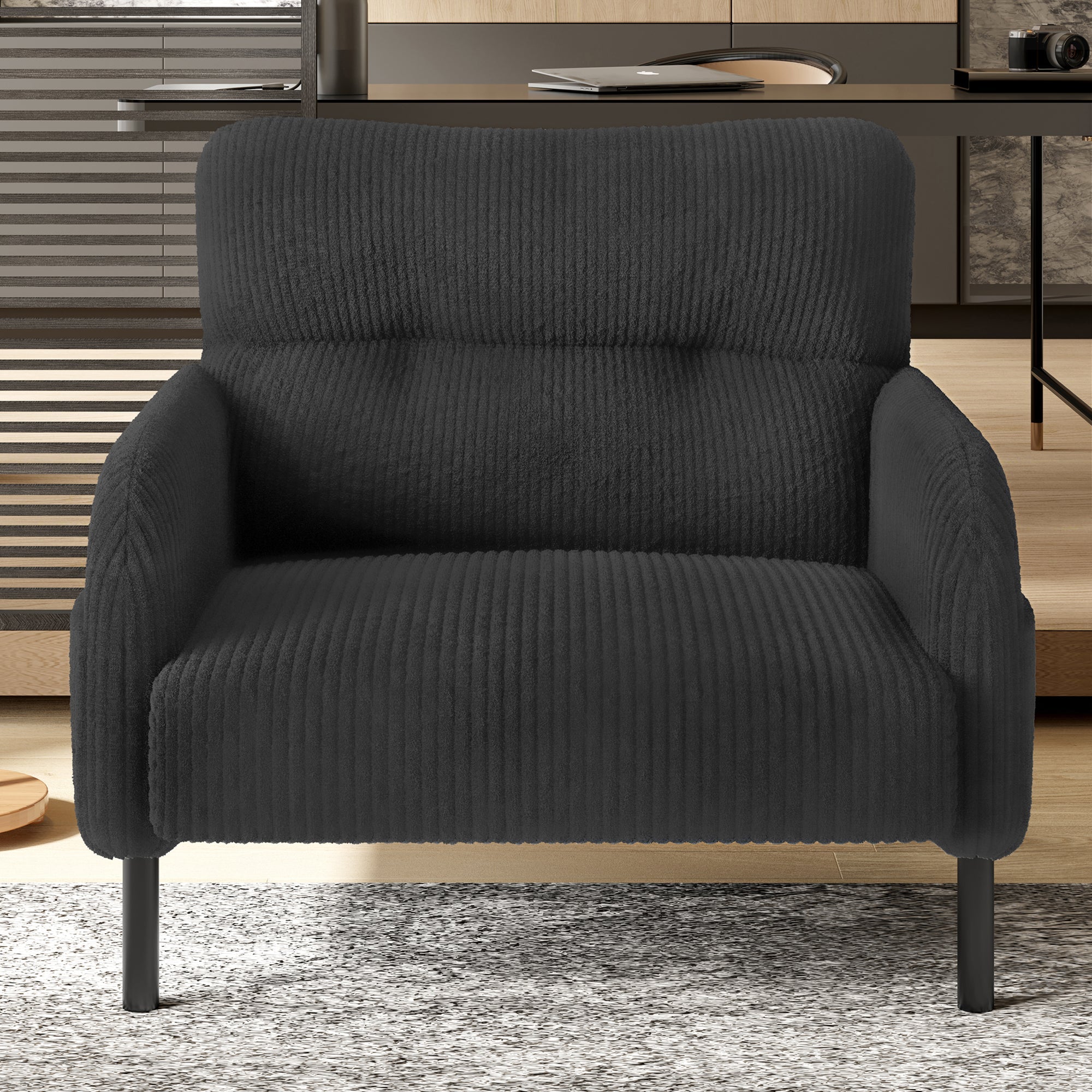 Sofa/Chair with Side Pockets, Comfortable Solid Structure, Velvet Fabric