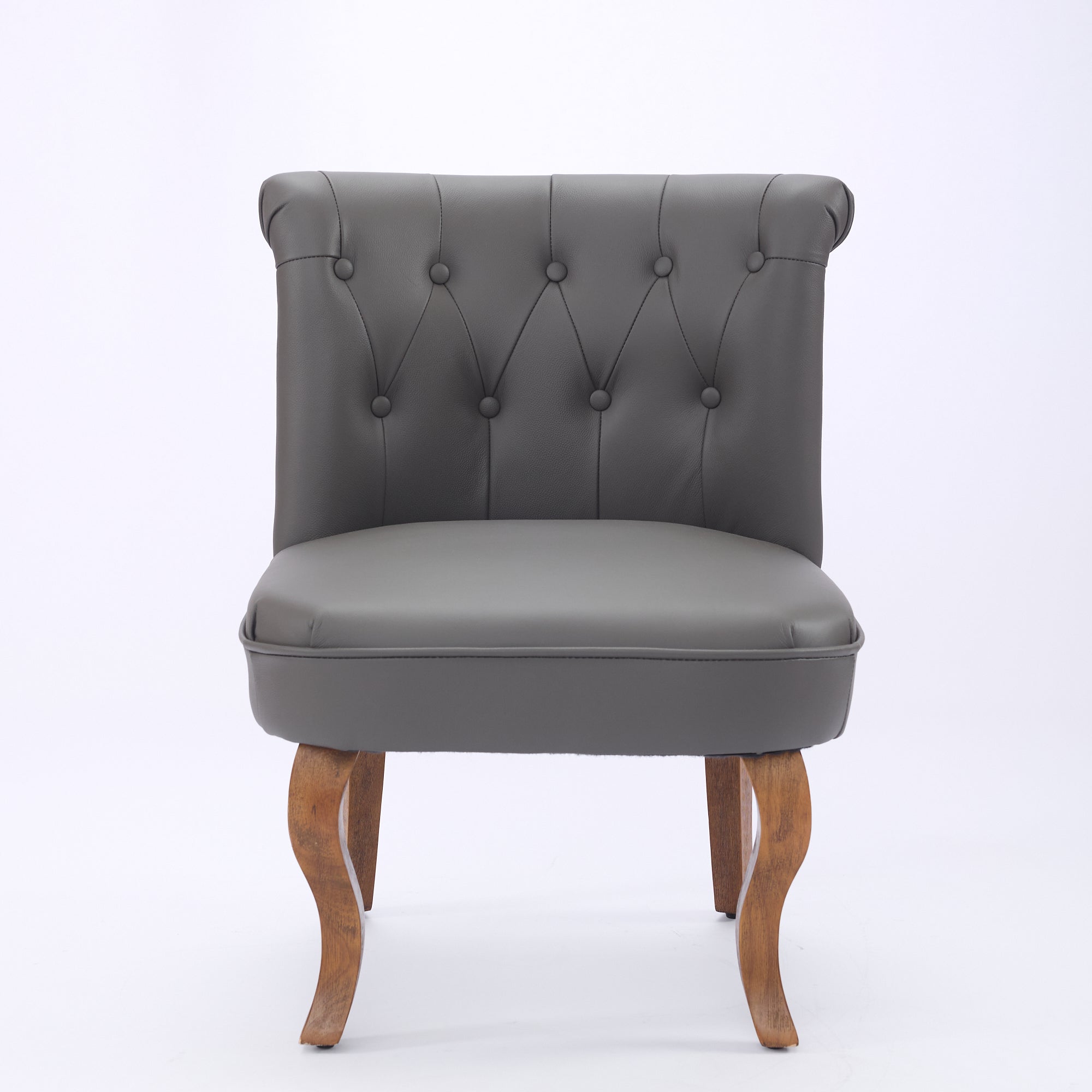 Lounge Chair Genuine Leather Solid Rubberwood Legs - Grey
