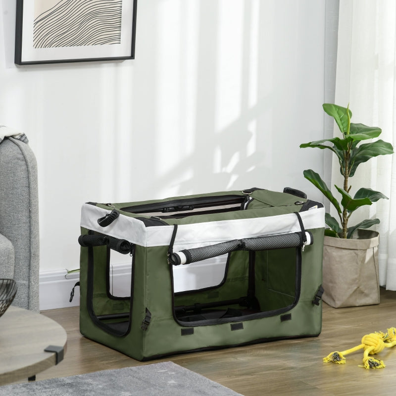 PawHut 2-in-1 dog stroller & buggy, foldable, for dogs & cats up to 10 kg, dark green