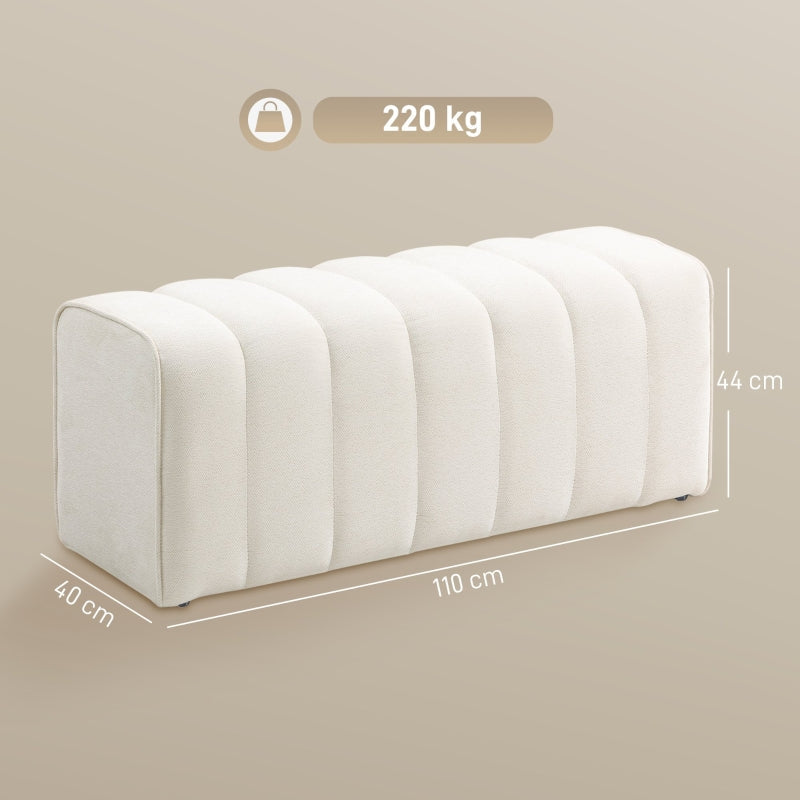 Modern Bedroom Bench Upholstered Wooden Frame Footrest - Cream White