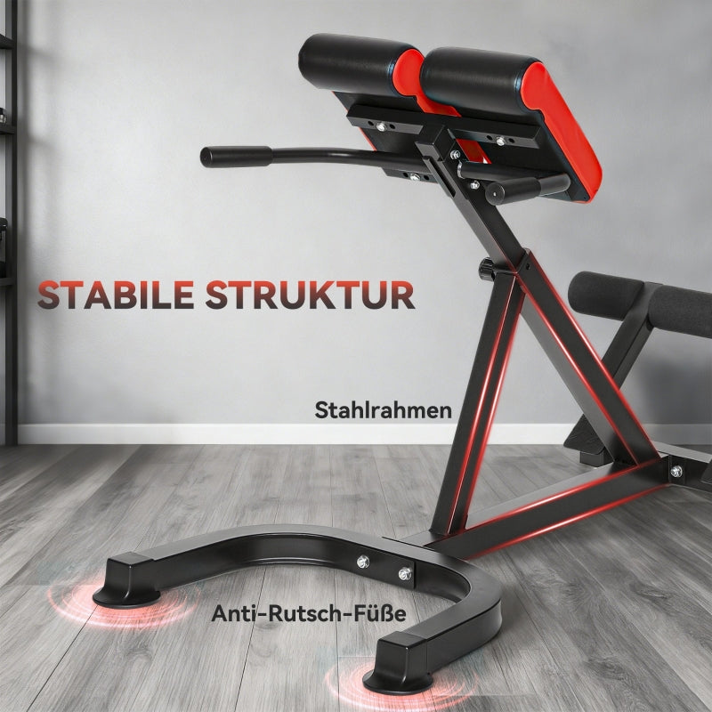 Training Chair Fitness Bench Weight Bench, Adjustable Handles, Steel Red+Black