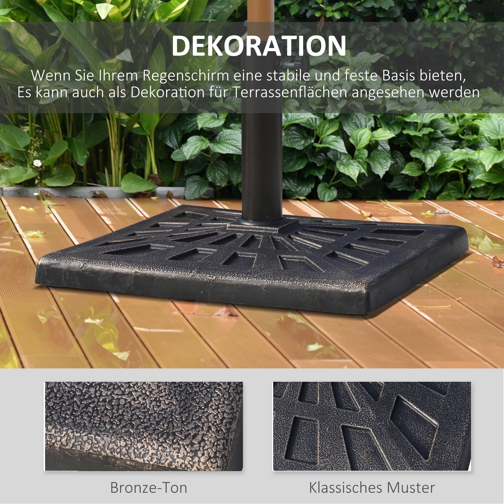 Parasol Stand Umbrella Holder 15kg Stable Weatherproof Resin Black