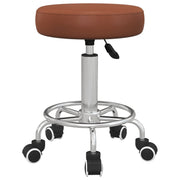 Rolling Stool Chair, Height Adjustable with Wheels for Salon Spa, PU Leather Brown