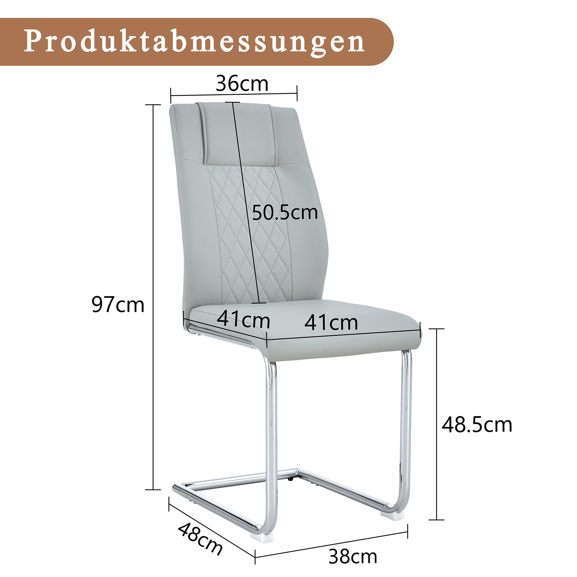 Scandinavian Dining Chairs Set of 4 Mesh Back Silver Metal Legs - Light Grey PU Leather