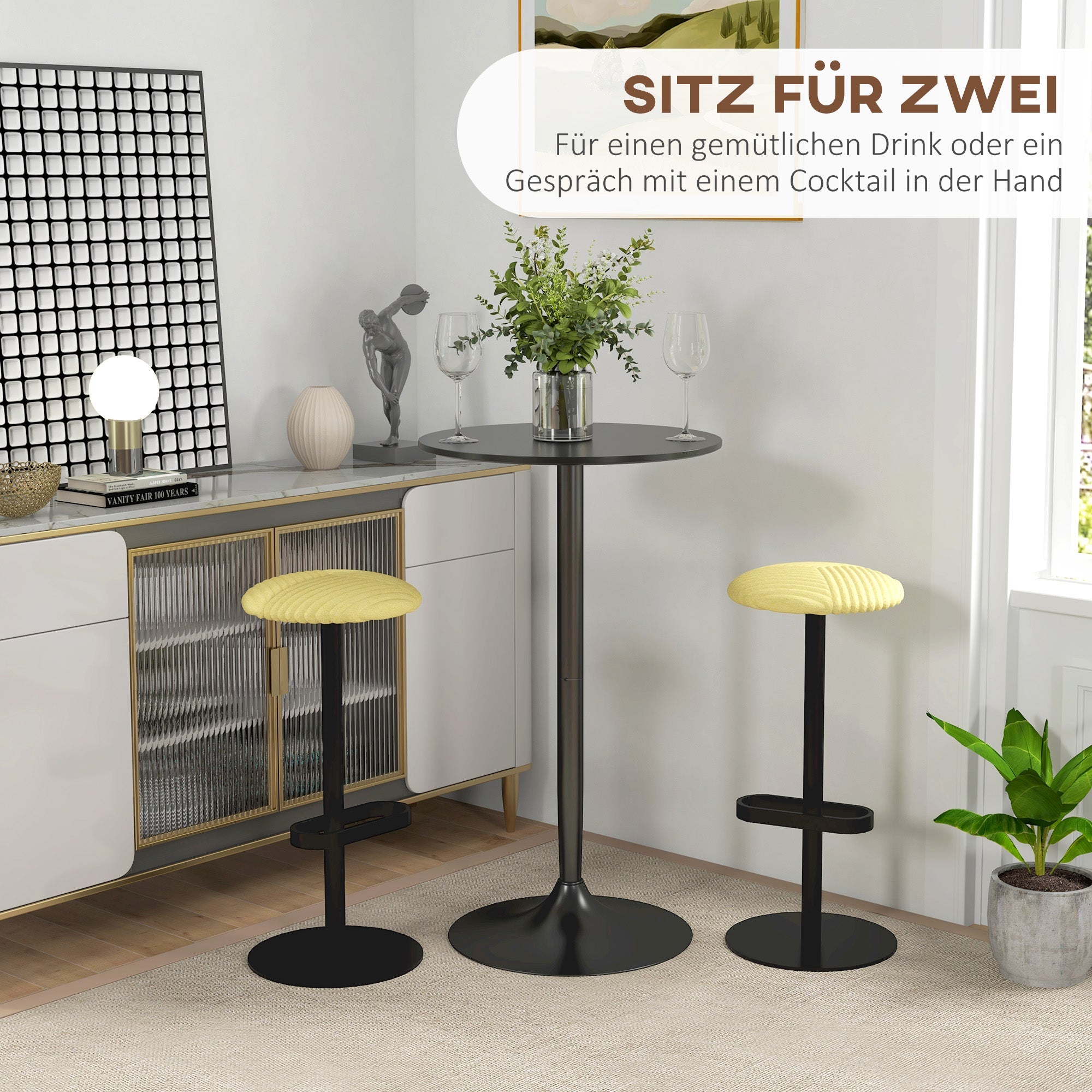 Bar table round kitchen for living room dining room steel black