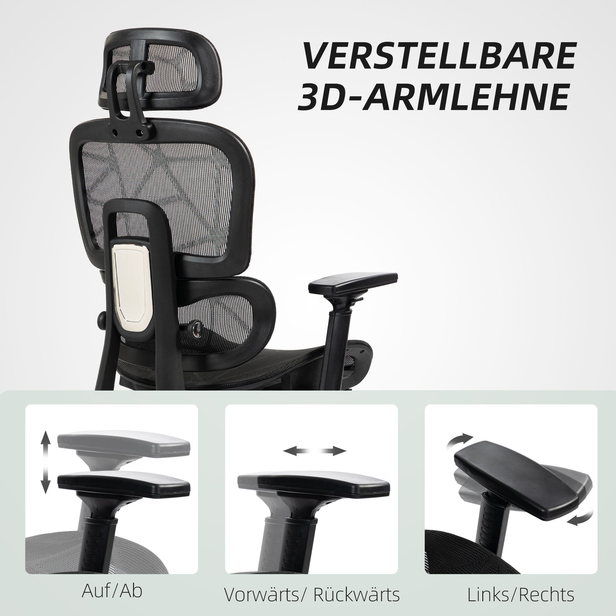 Office Chair Ergonomic Mesh Swivel Reclining Footrest, Black