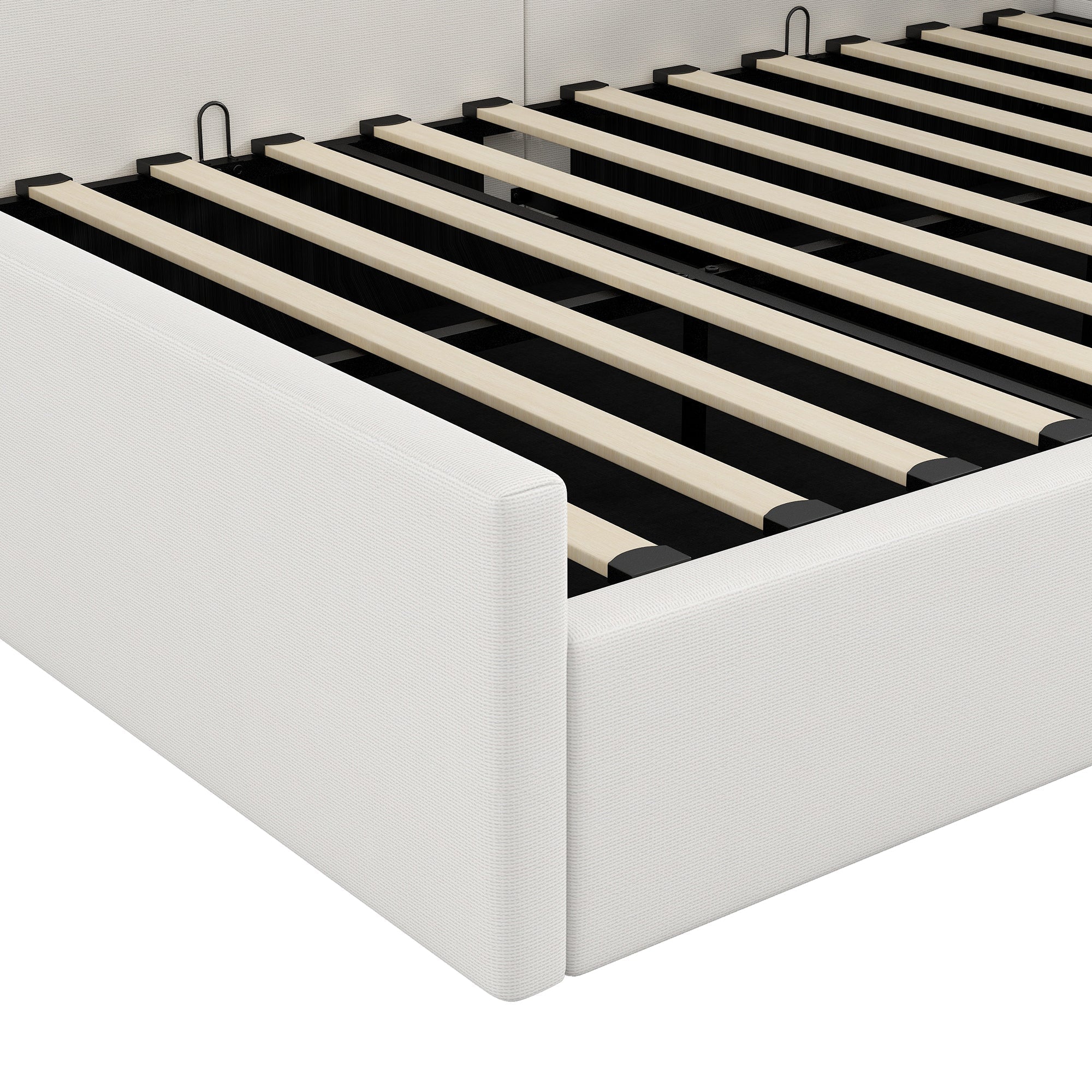 Upholstered Daybed, 140x200 with Under-bed Storage, Beige