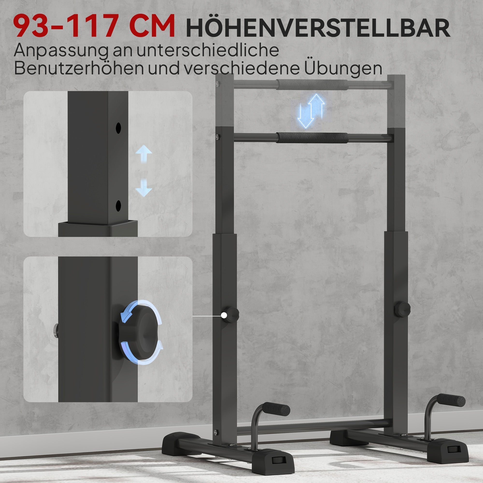 SPORTNOW Dip Bar Dip Station, 540 kg Capacity, Height Adjustable, Steel