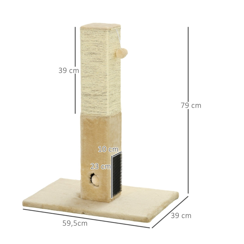 Cat Scratching Post, 79 cm Cat Tree with Toys, Plush Beige