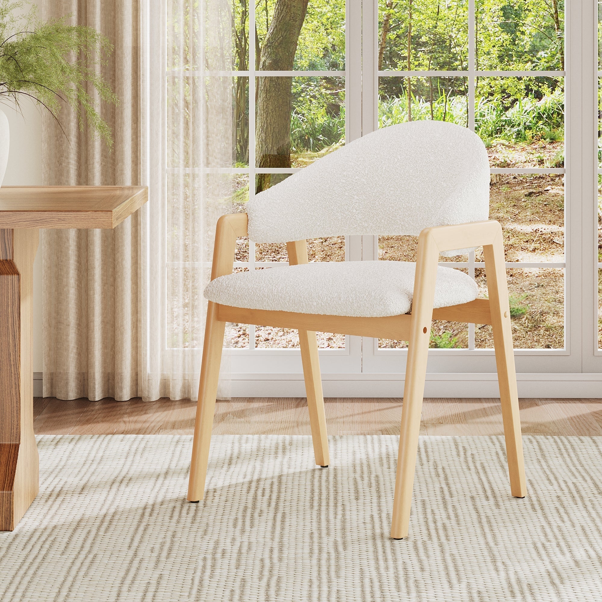 Teddy Chair Set of 4 Ergonomic Luxury Curved Back - White