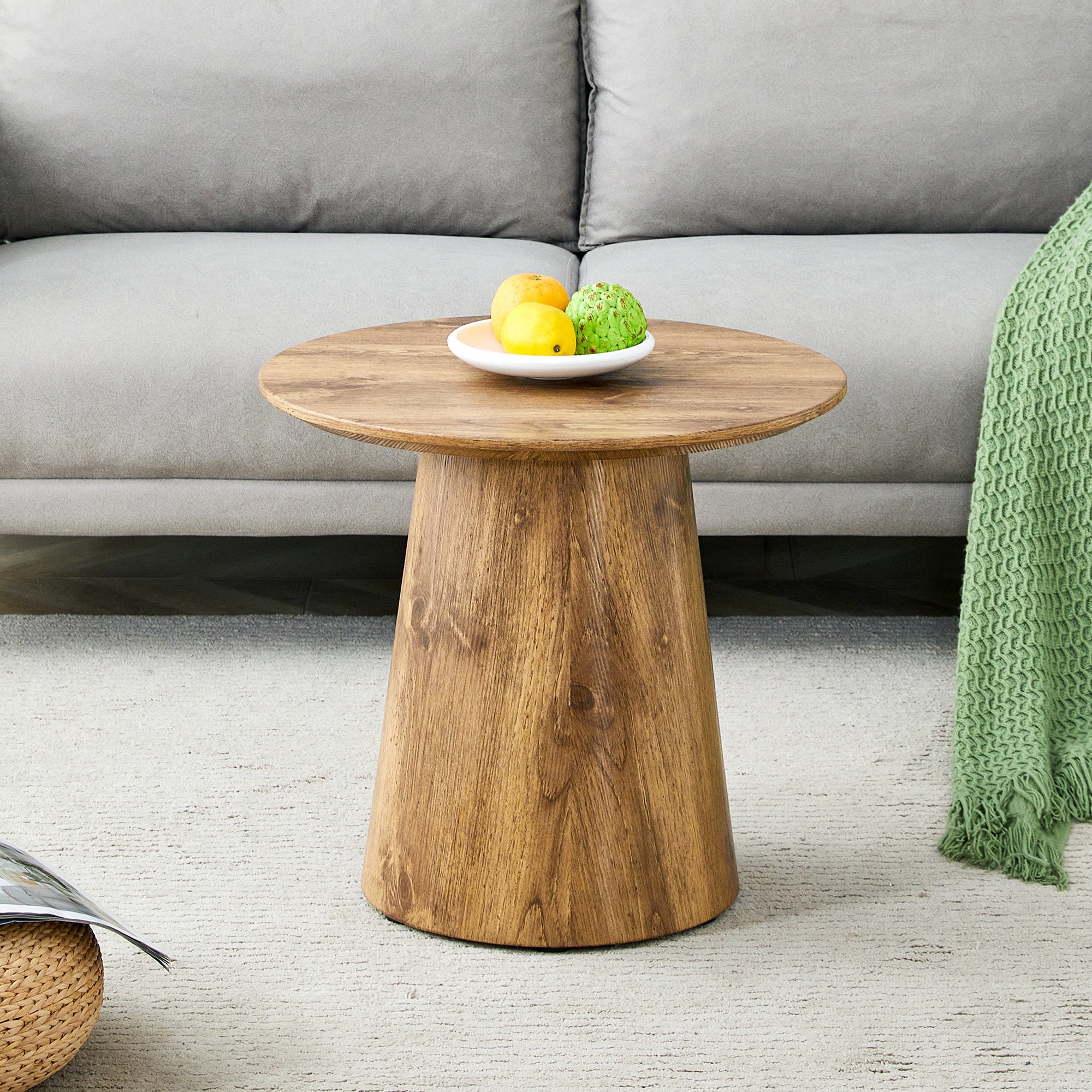 Round Coffee Table 50cm Ø 48cm H Side Table - Natural Wood Look MDF