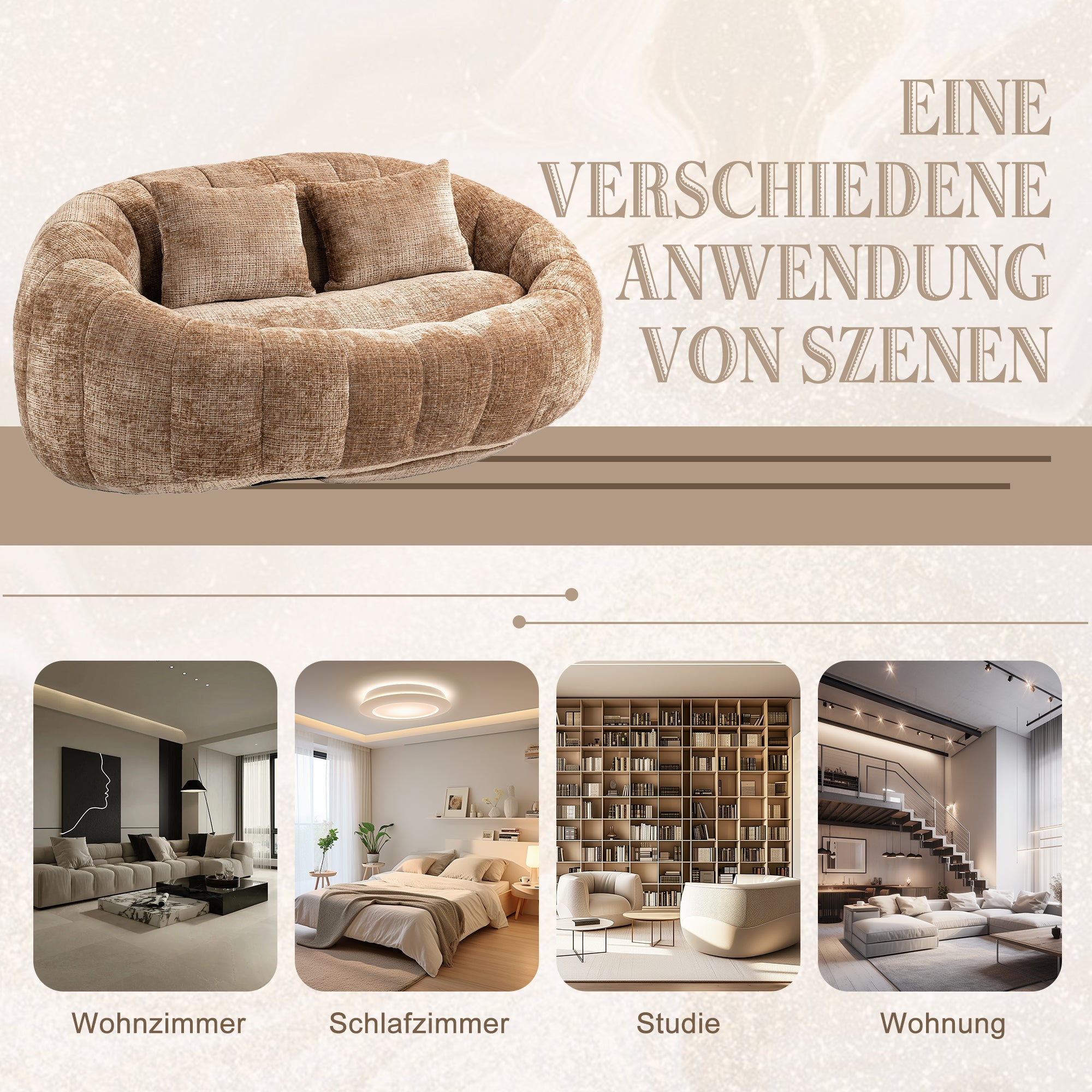 Bean Bag Sofa Lounger High Back for Adults and Kids, Indoor/Outdoor - Coffee Chenille