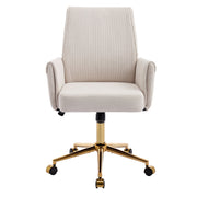 Office Swivel Chair with Height-Adjustable Ergonomic Medium Backrest, Striped Upholstery