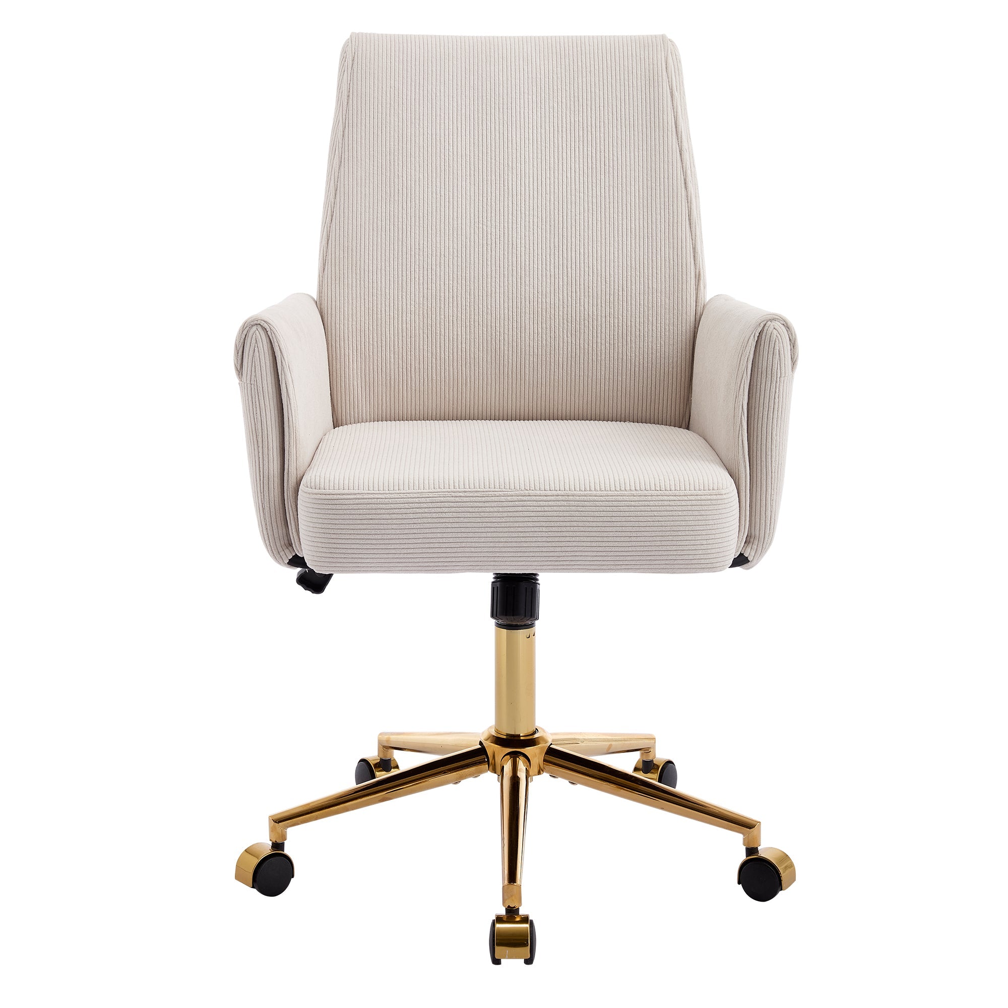 Office Swivel Chair with Height-Adjustable Ergonomic Medium Backrest, Striped Upholstery