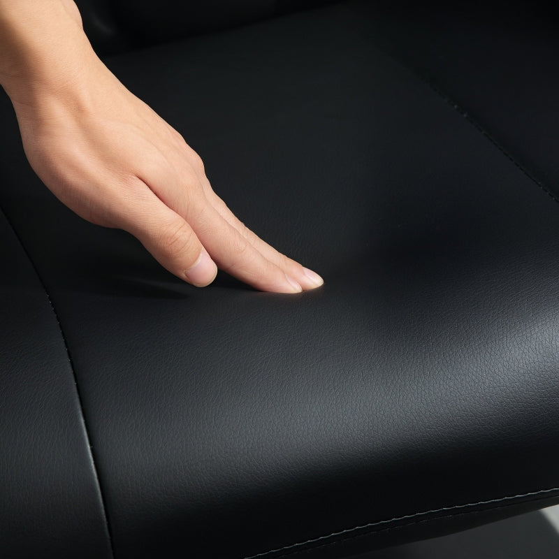Swivel Recliner Chair with Footstool Adjustable Back, PU Leather Black