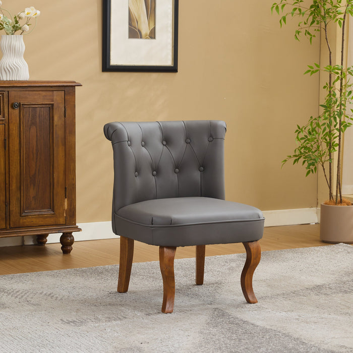 Lounge Chair Genuine Leather Solid Rubberwood Legs - Grey