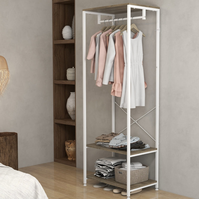 Hallway Coat Rack and Shoe Bench Tree, 2-in-1 Entryway Storage, Grey