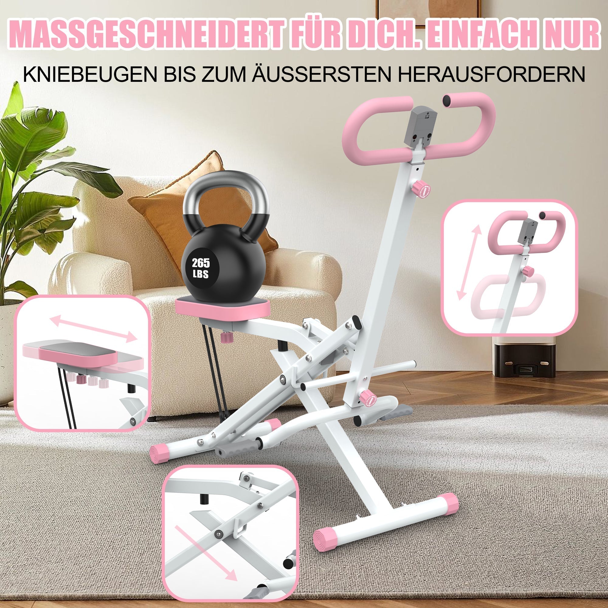 Squat Machine Foldable Glute Trainer Resistance Bands Home Use