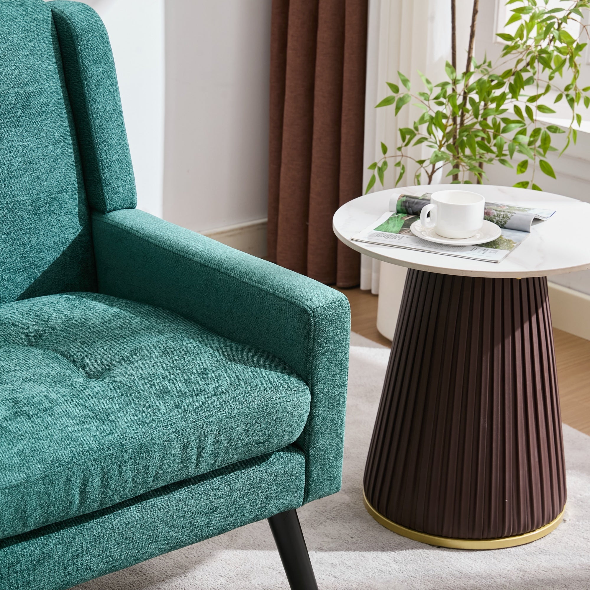 2-Piece Accent Armchair Set with High-Density Foam and Solid Wood Legs, Durable Fabric