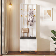 Wardrobe Set with Shoe Bench, Cushion, Hooks, Drawers, and Doors