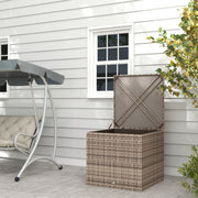 Polyrattan Cushion Box with Lid, Automatic Lifting, Weatherproof, 75x75x70 cm, Sand