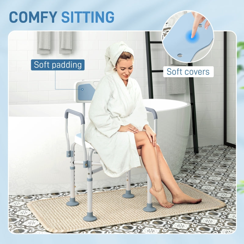 Aluminium Shower Chair Padded Seat Light Blue