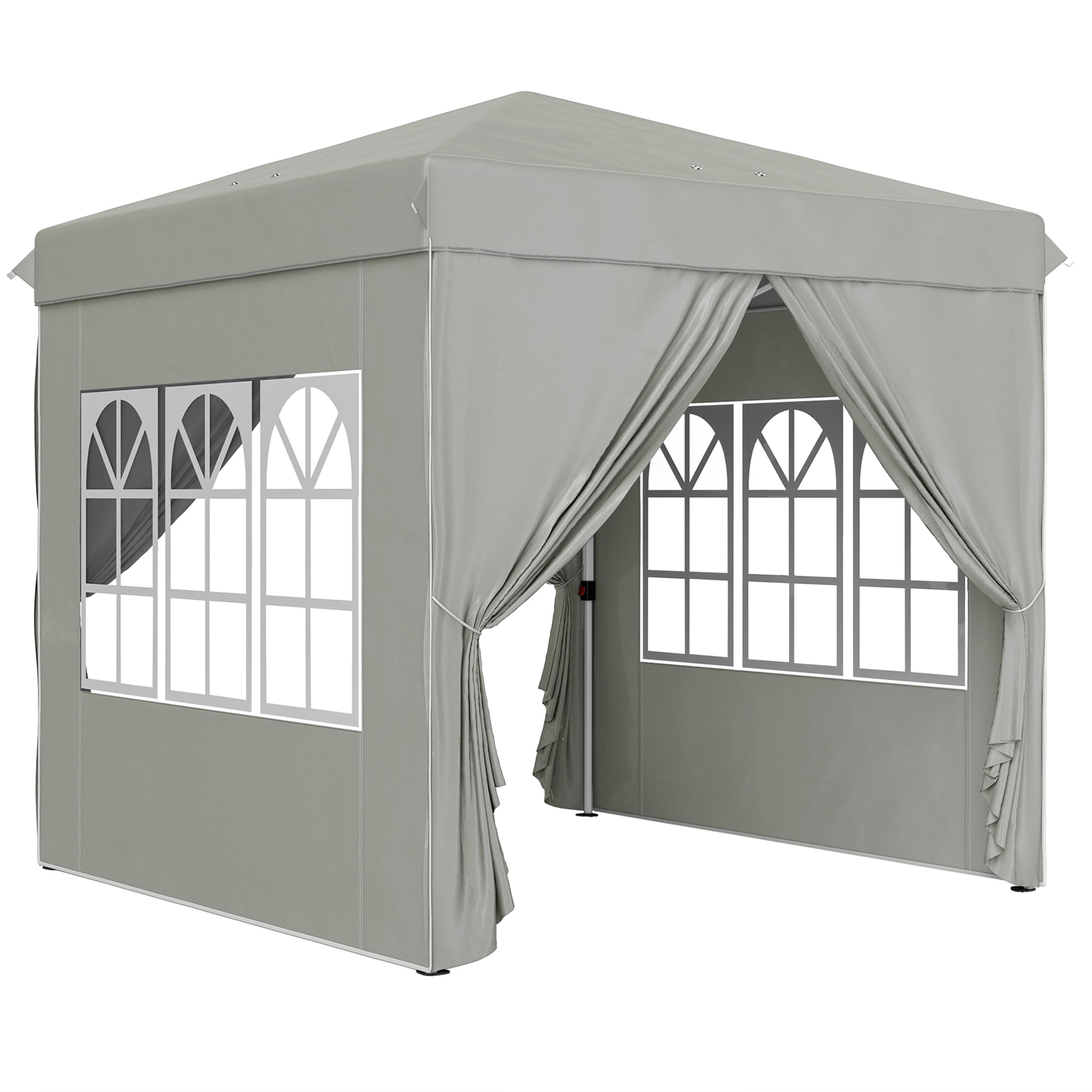 Pavilion 2.5x2.5m Pop-up Folding, Water-Repellent, UV 50+, 4 Side Panels, Light Grey