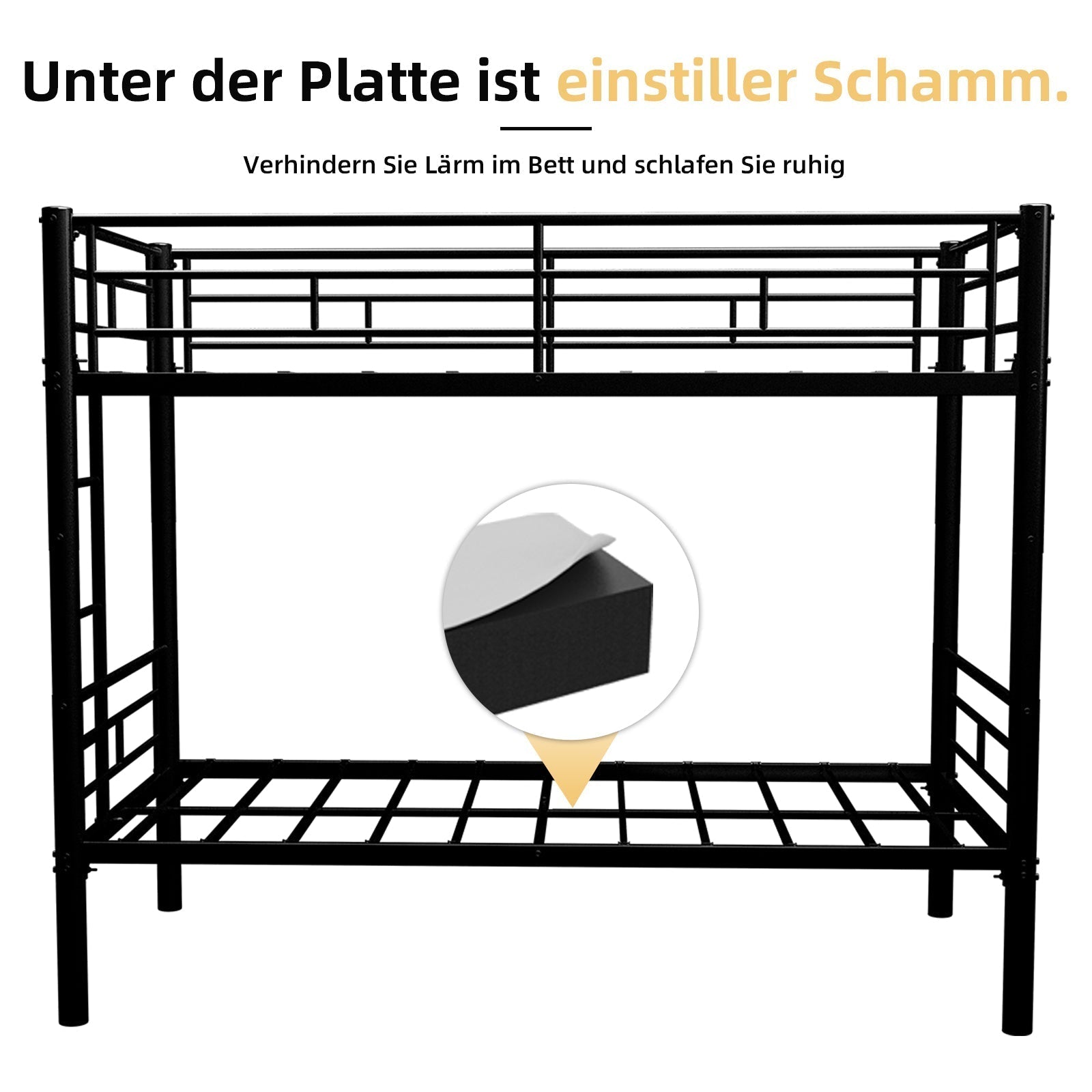 Twin over Twin Bunk Bed Convertible 2 Beds Ladders Railings, Metal Structure
