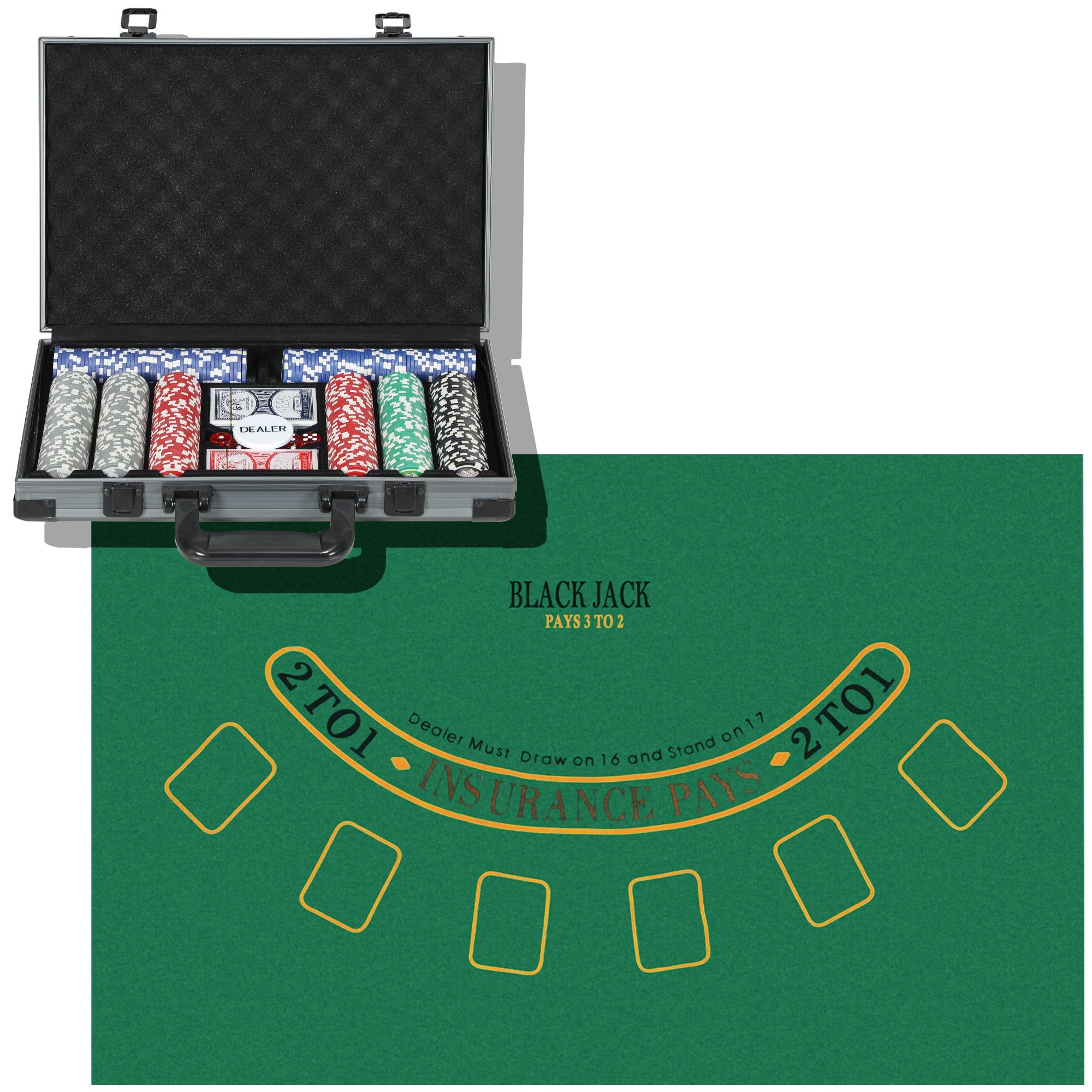 SPORTNOW Poker Case, Complete Set with 400 Chips and Accessories, aluminum