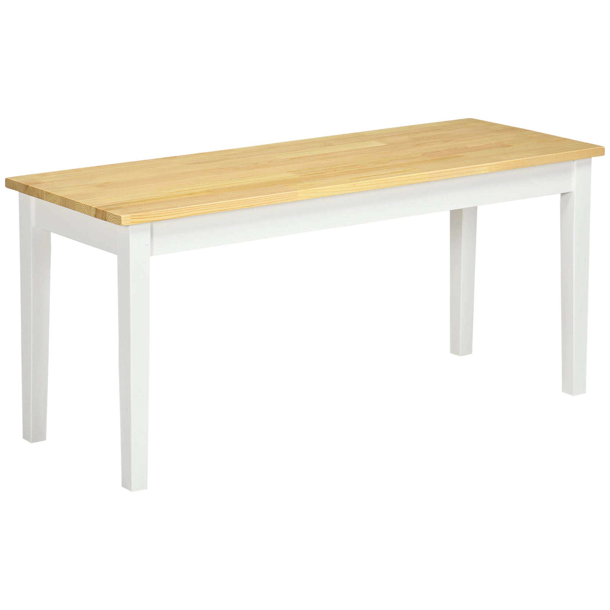 2-Seater Bench, 220kg Capacity, 102 x 36 x 45 cm, Pinewood White
