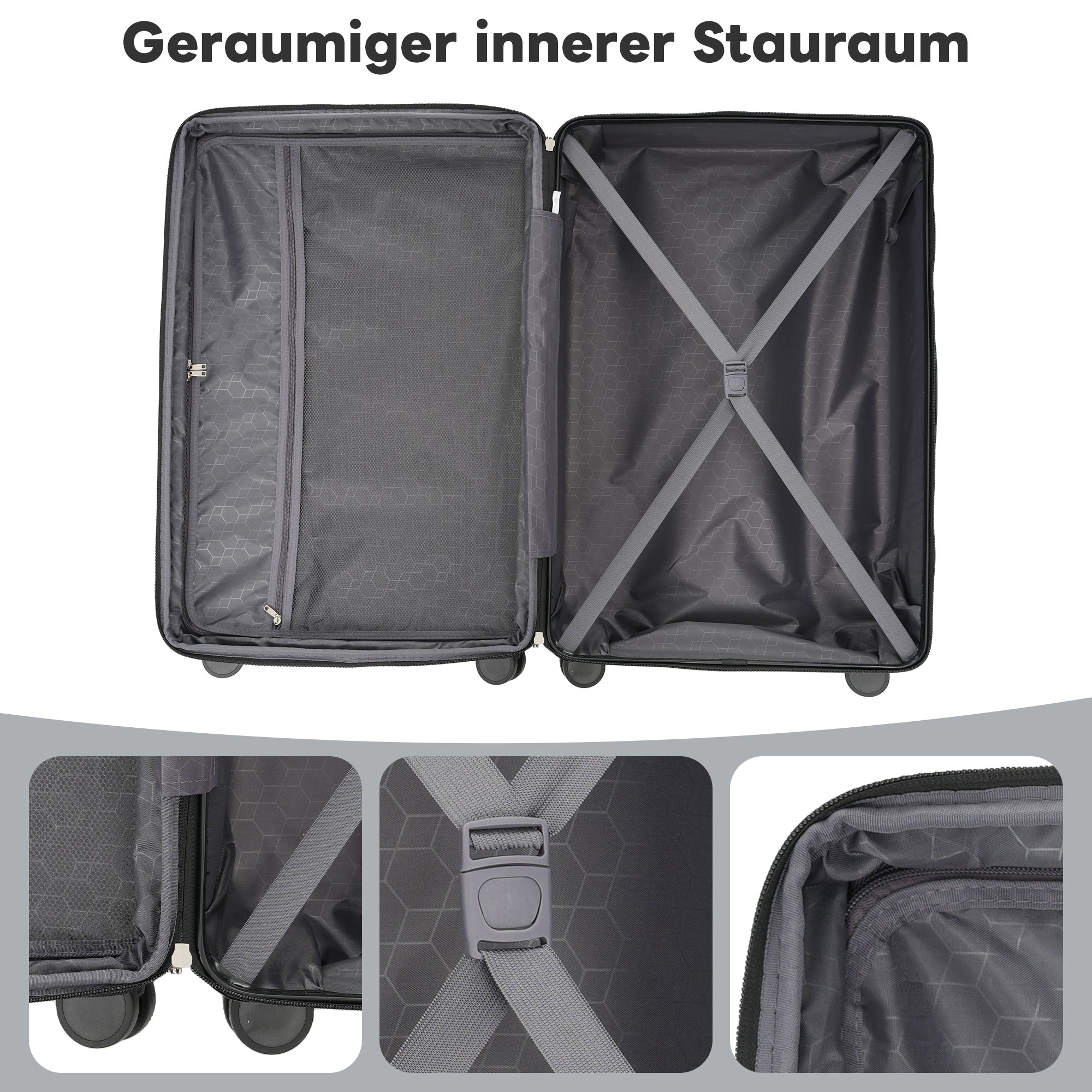 Luggage Set S&M&L&XL, Telescopic Handles, 360° Double Wheels, TSA Lock, Hard Shell