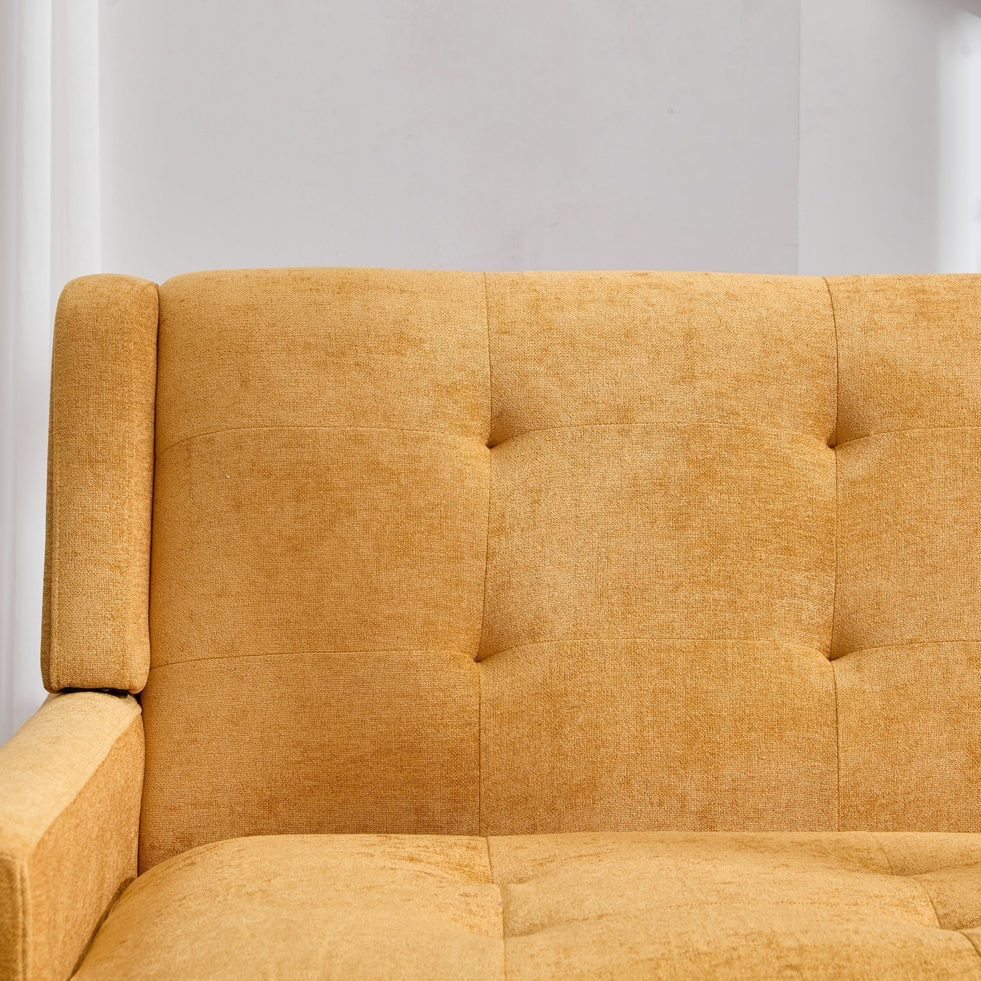 Premium Linen Bench with 2-Seater Tufted Design and Solid Wood Legs, Natural Linen Tone