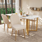 Dining Chairs, Modern Velvet with Golden Metal Legs, Beige (Set of 4)