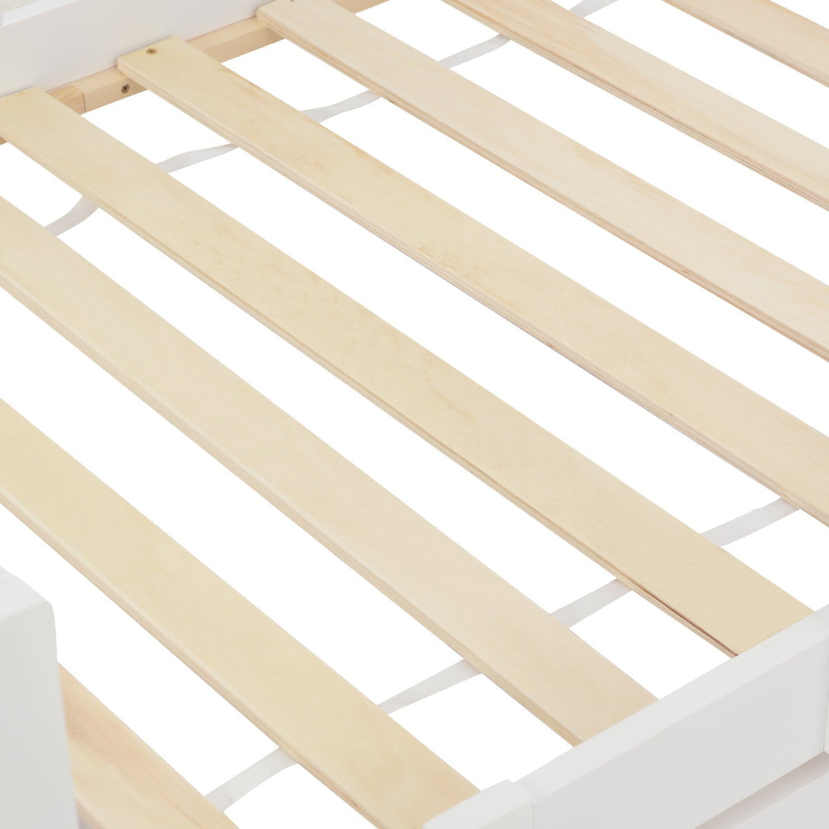 House Bed 90x200cm Chimney Slatted Base - White Pine Wood