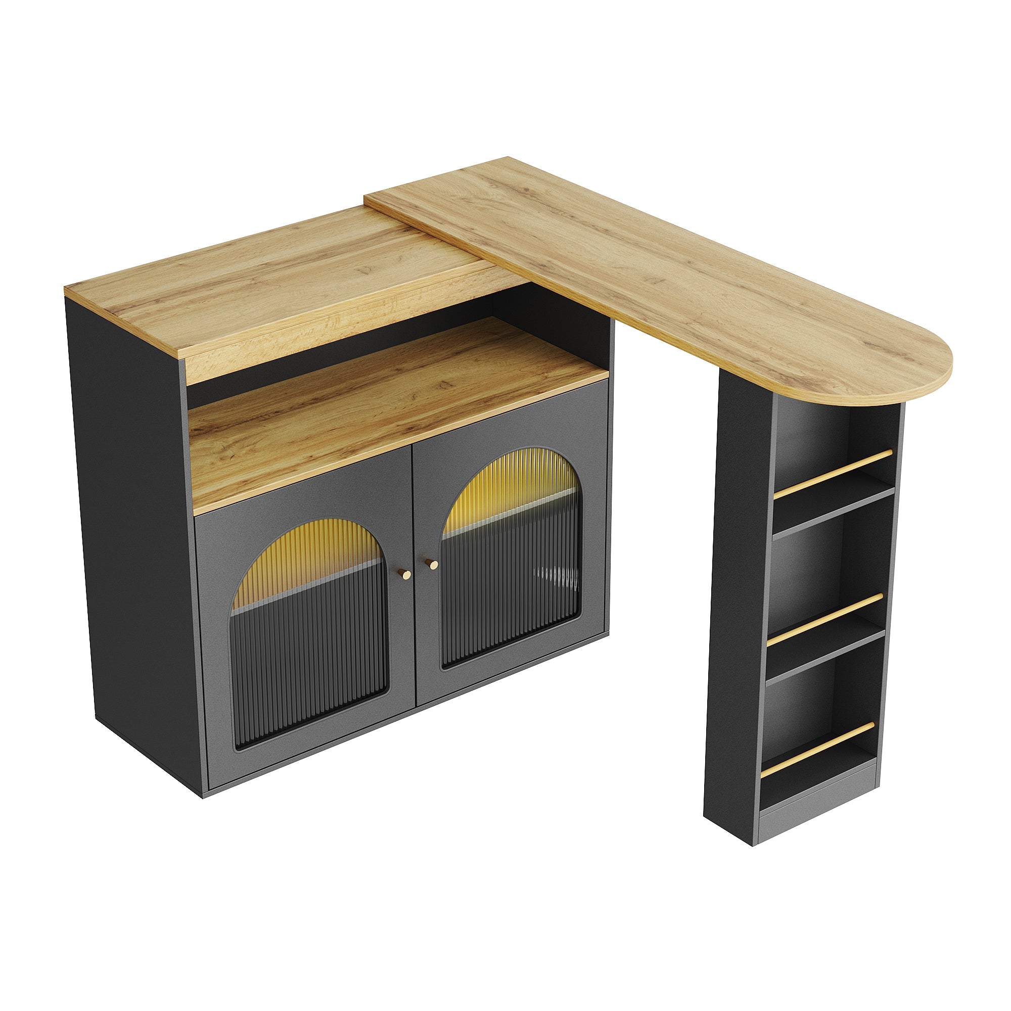 Extendable Bar Dining Table Modern with Storage Multi-Use