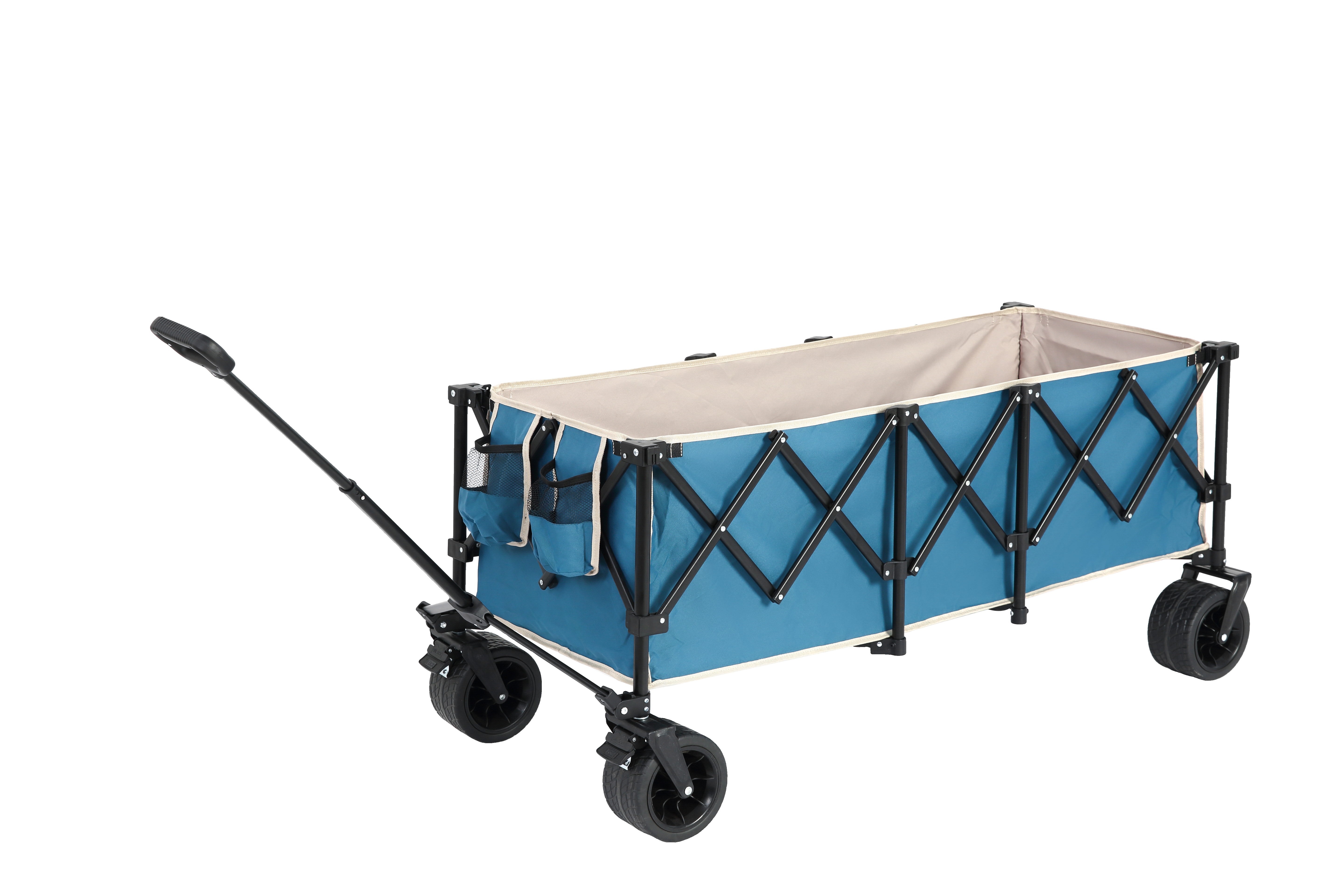 Foldable Extended Wagon, 220lbs Capacity, 300L Utility Garden Cart, All-Terrain Wheels, Blue